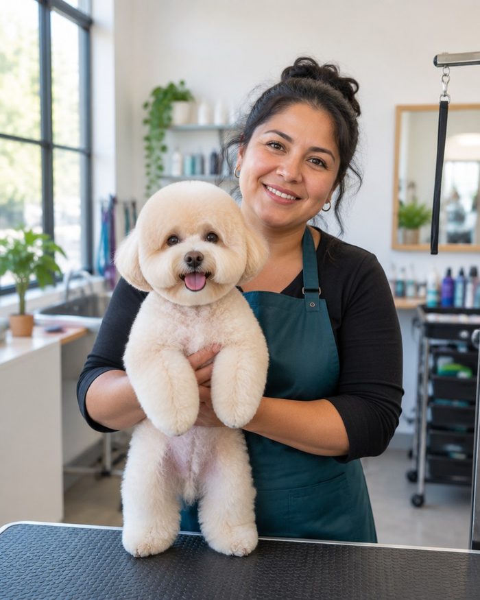 Perro recién groomed